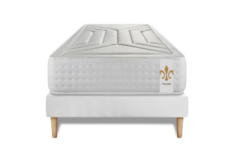 Ensemble Matelas Sommier 90x200 cm - Sommier Blanc (déjà monté) - Vingt-Quatre