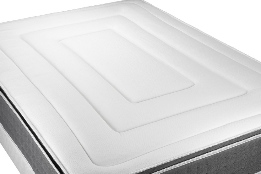 Ensemble Matelas Sommier 200x200 cm - 2 Sommiers Gris - Vingt-Six PLUS