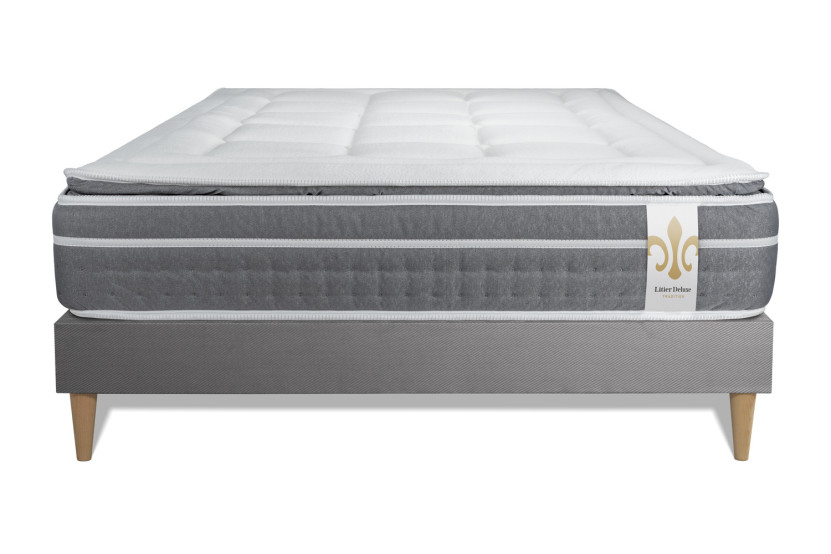 Ensemble Matelas Sommier 160x200 cm - Sommier Gris (déjà monté) - Trente PLUS