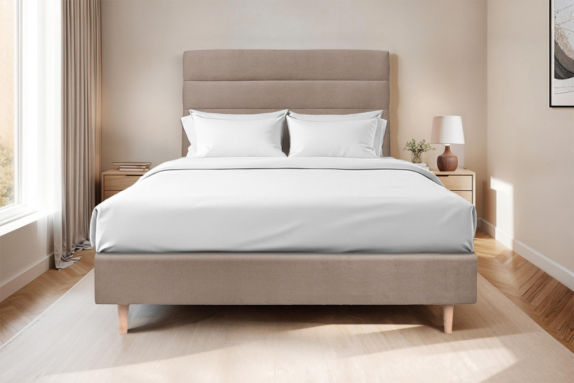 Tête de lit 200 cm Lignes - Tissu Velours Taupe