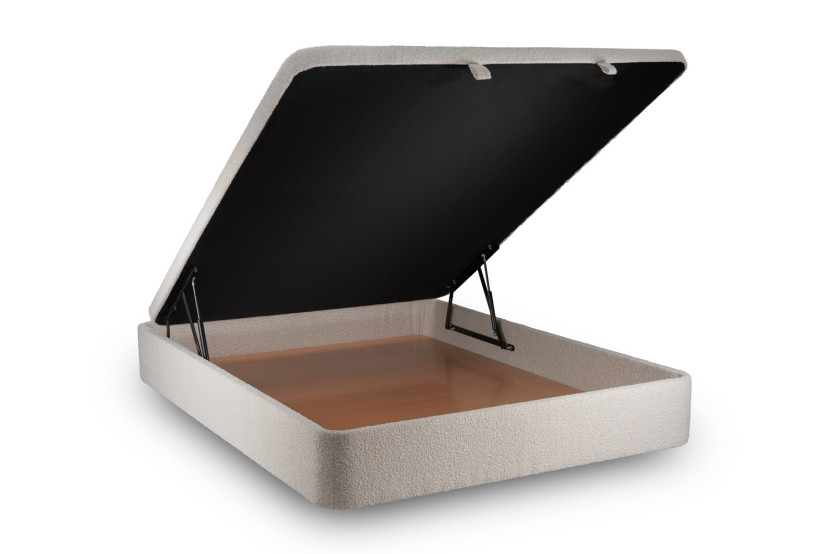 Sommier Coffre 200x200 cm - Bouclette - Beige clair