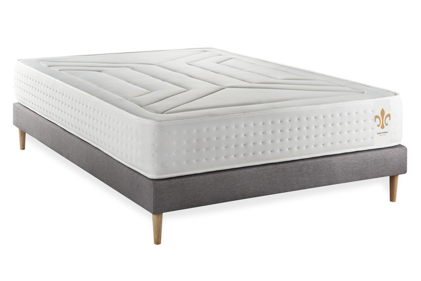 Ensemble Matelas Sommier 140x190 cm - Sommier Gris (déjà monté) - Vingt-Quatre