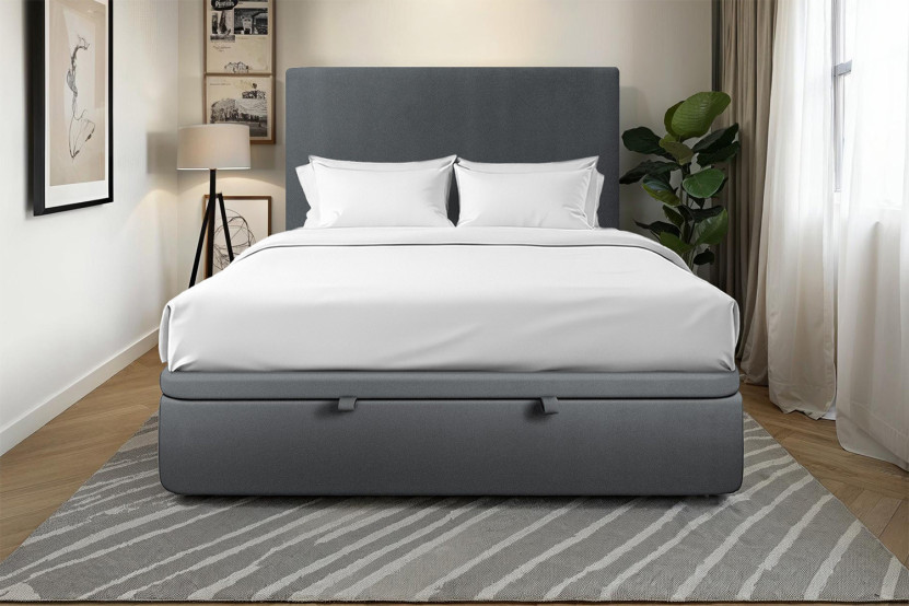 Sommier Coffre 160x200 cm - Velours - Gris anthracite