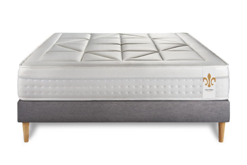 Ensemble Matelas Sommier 200x200 cm - Sommier Gris (en kit) - Vingt-Huit