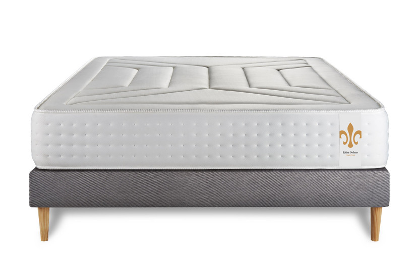 Ensemble Matelas Sommier 160x200 cm - Sommier Gris (déjà monté) - Vingt-Quatre