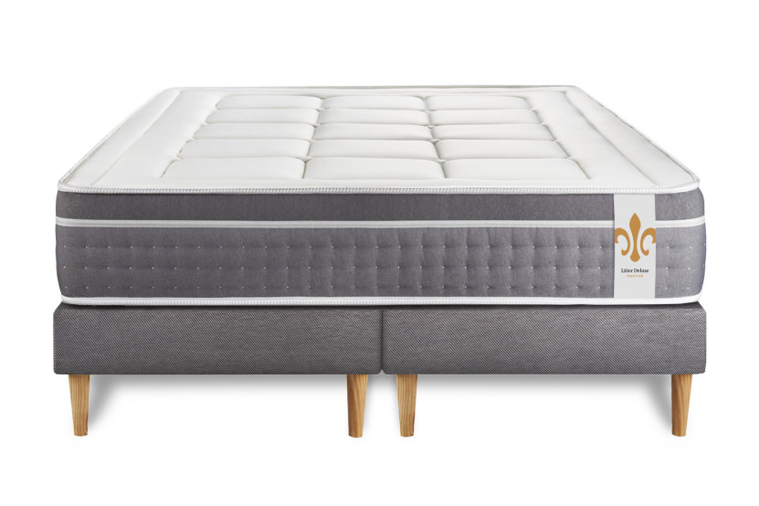 Ensemble Matelas Sommier 160x200 cm - 2 Sommiers Gris - Trente