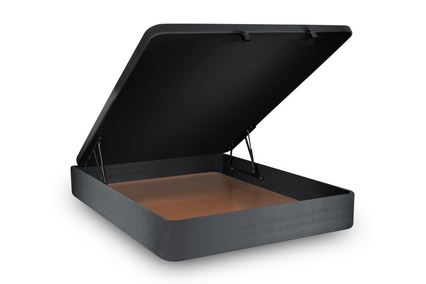 Sommier Coffre 140x190 cm - Velours - Gris anthracite