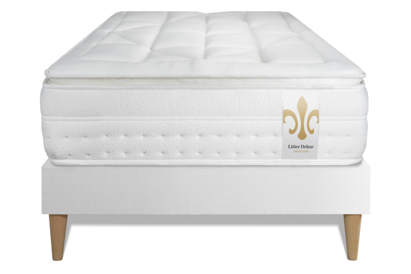 Ensemble Matelas Sommier 90x200 cm - Sommier Blanc (en kit) - Vingt-Huit PLUS