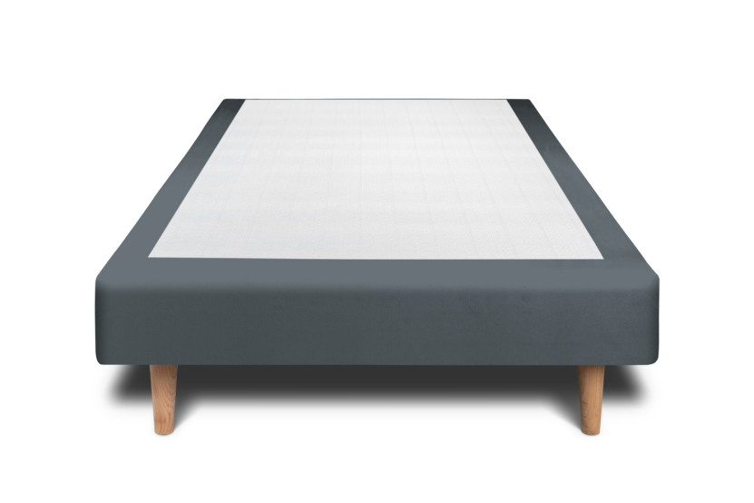 Sommier Tapissier 100x200 cm - Velours - Gris anthracite