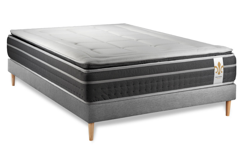 Ensemble Matelas Sommier 160x200 cm - Sommier Gris (en kit) - Trente PLUS