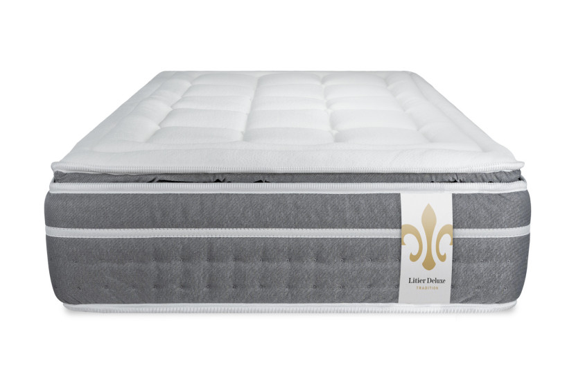 Ensemble Matelas Sommier 90x200 cm - Sommier Gris (en kit) - Trente PLUS