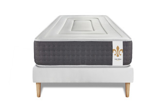Ensemble Matelas Sommier 90x190 cm - Sommier Blanc (en kit) - Vingt-Six
