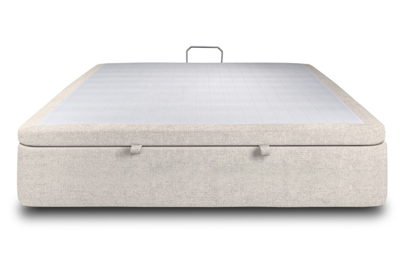 Sommier Coffre 180x200 cm - Toile nattée  - Beige clair
