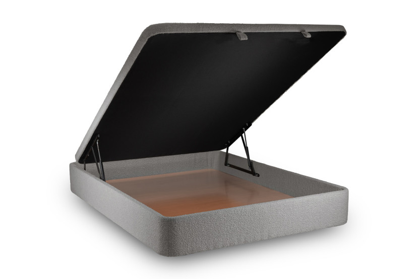 Sommier Coffre 180x200 cm - Bouclette - Gris