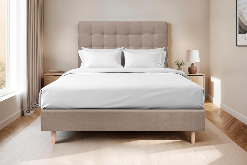 Tête de lit 150 cm Capitonnée - Tissu Velours Taupe