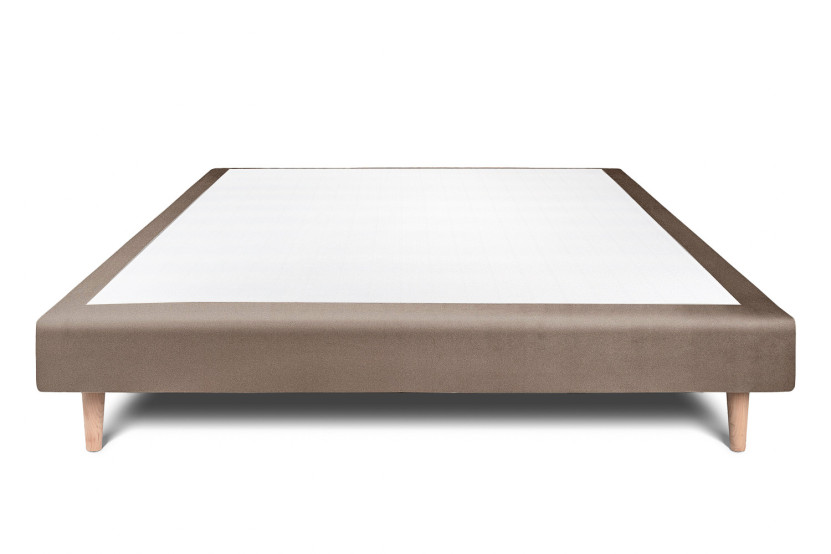 Sommier Tapissier 135x190 cm - Velours - Taupe