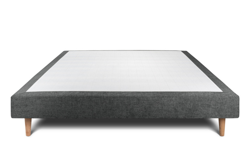 Sommier Tapissier 140x190 cm - Toile nattée  - Gris anthracite