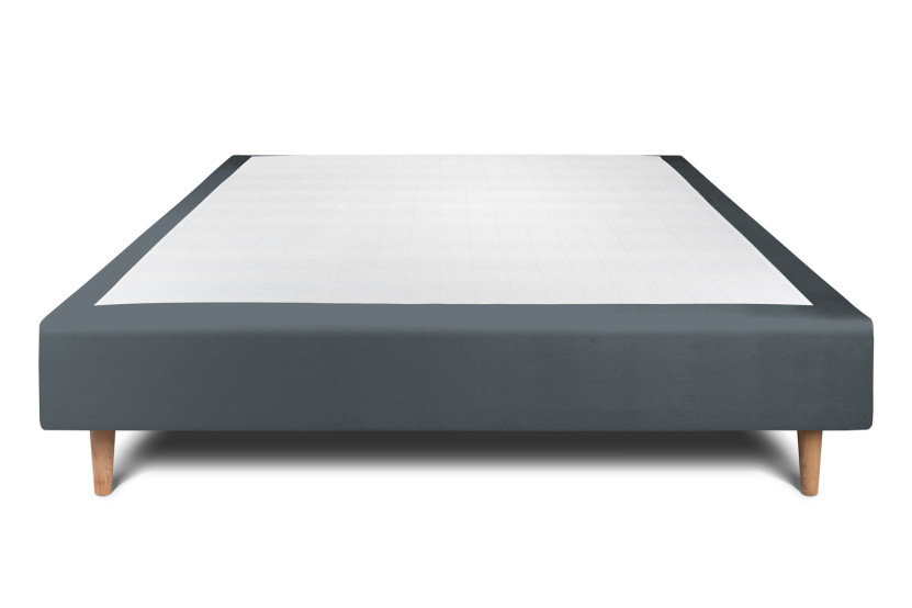 Sommier Tapissier 160x200 cm - Velours - Gris anthracite