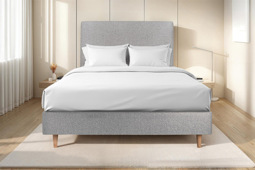 Tête de lit 160 cm Tapissée - Tissu Bouclette Gris