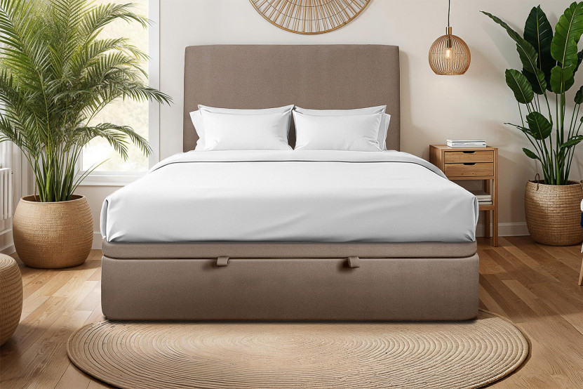 Sommier Coffre 180x200 cm - Velours - Taupe