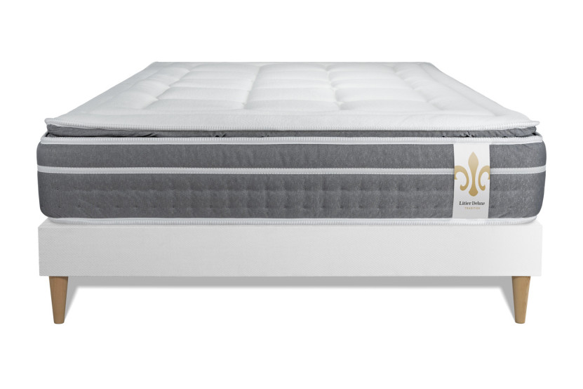 Ensemble Matelas Sommier 200x200 cm - Sommier Blanc (en kit) - Trente PLUS