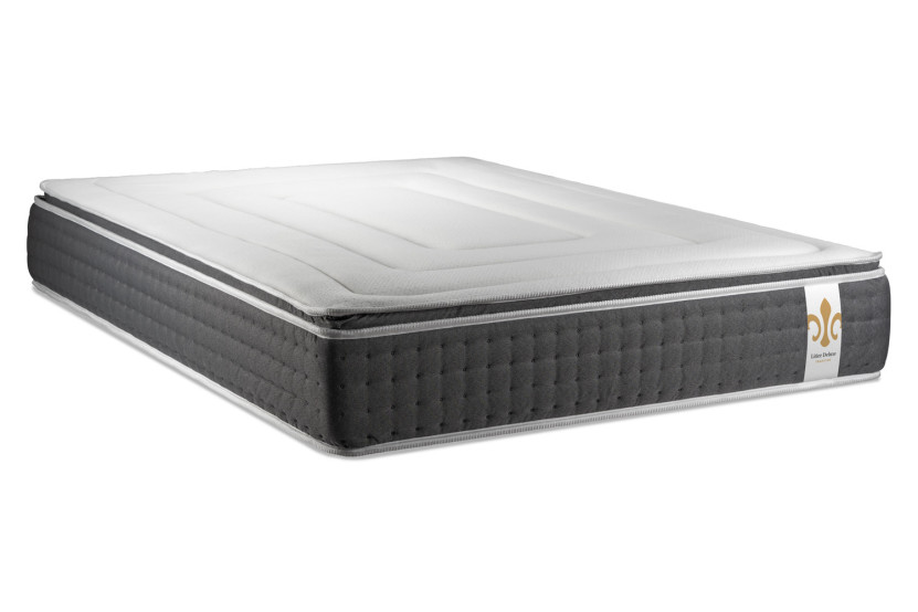 Pack lit complet 160x200 cm - Matelas + 2 Sommiers Gris + 2 oreillers + Couette - Vingt-Six PLUS