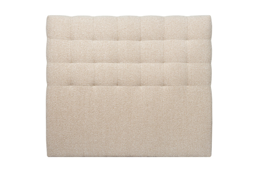Tête de lit 135 cm Capitonnée - Tissu Bouclette Beige Clair