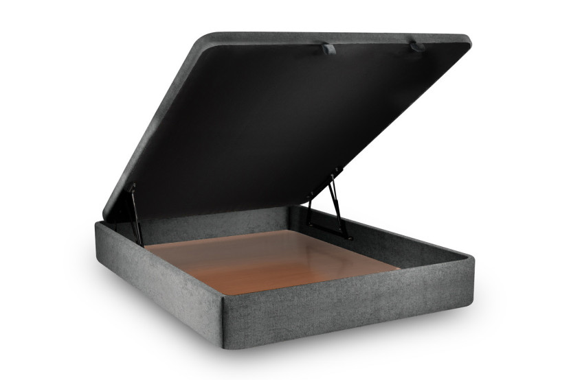 Sommier Coffre 180x200 cm - Toile nattée  - Gris anthracite