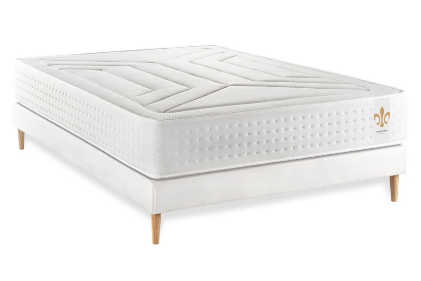Ensemble Matelas Sommier 140x190 cm - Sommier Blanc (en kit) - Vingt-Quatre