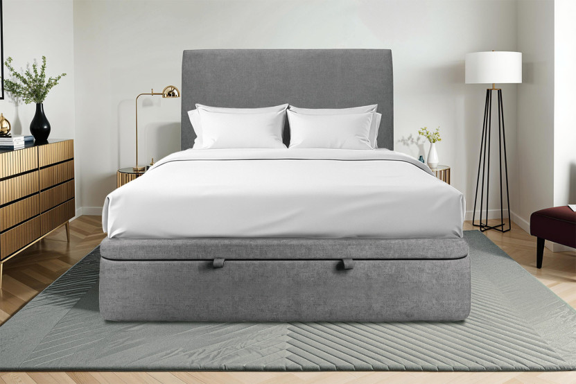 Sommier Coffre 200x200 cm - Toile nattée  - Gris anthracite