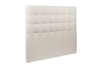 Tête de lit 135 cm Capitonnée - Tissu Bouclette Beige Clair