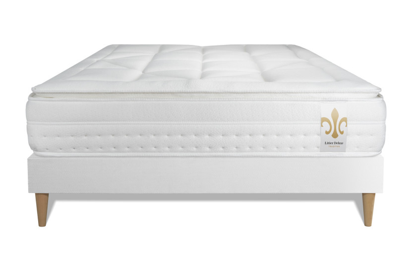 Ensemble Matelas Sommier 160x200 cm - Sommier Blanc (déjà monté) - Vingt-Huit PLUS