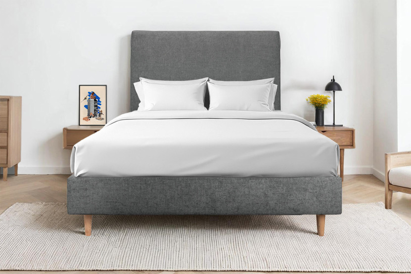 Sommier Tapissier 160x200 cm - Toile nattée  - Gris anthracite