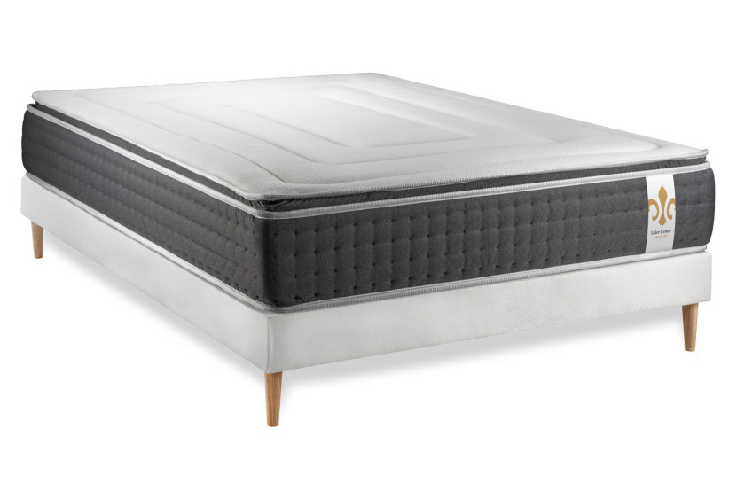 Ensemble Matelas Sommier 140x190 cm - Sommier Blanc (en kit) - Vingt-Six PLUS