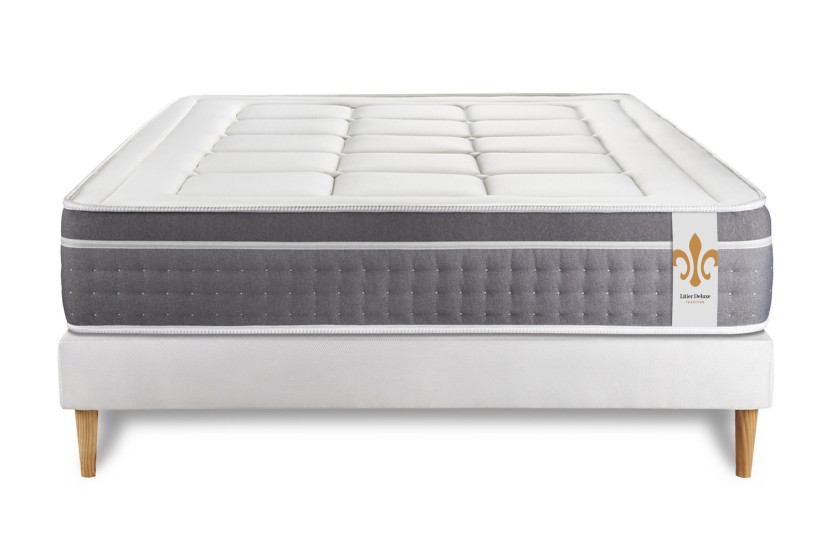 Ensemble Matelas Sommier 140x190 cm - Sommier Blanc (en kit) - Trente