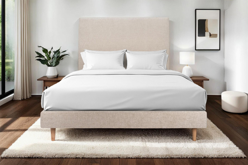 Sommier Tapissier 150x190 cm - Toile nattée  - Beige brun