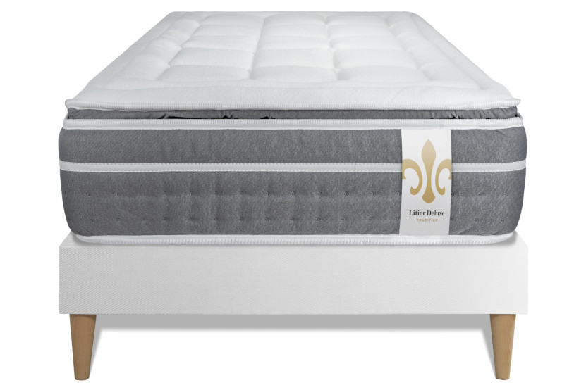 Ensemble Matelas Sommier 90x190 cm - Sommier Blanc (en kit) - Trente PLUS