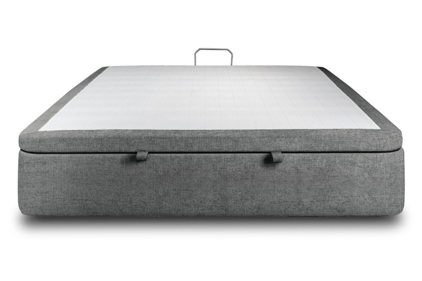 Sommier Coffre 160x200 cm - Toile nattée  - Gris anthracite