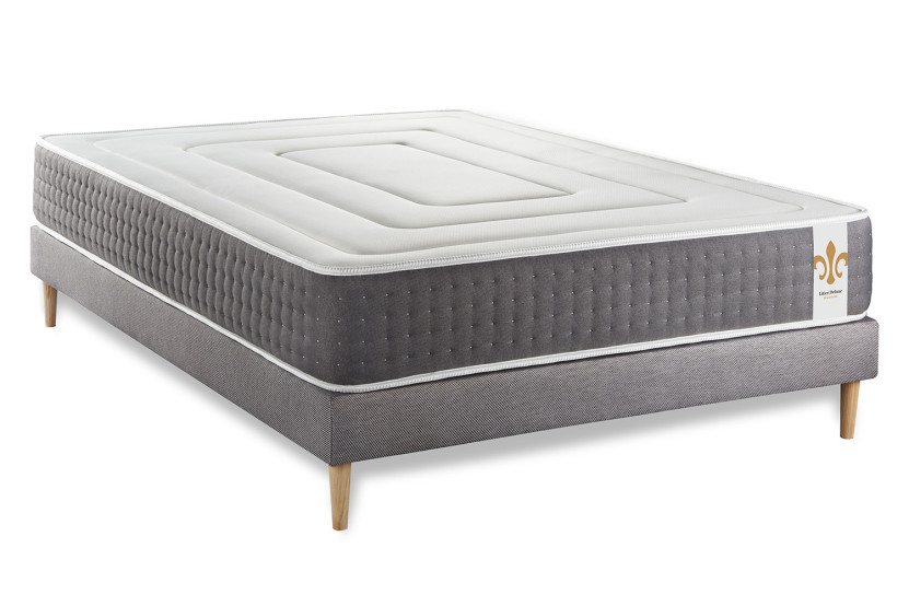 Ensemble Matelas Sommier 180x200 cm - Sommier Gris (en kit) - Vingt-Six