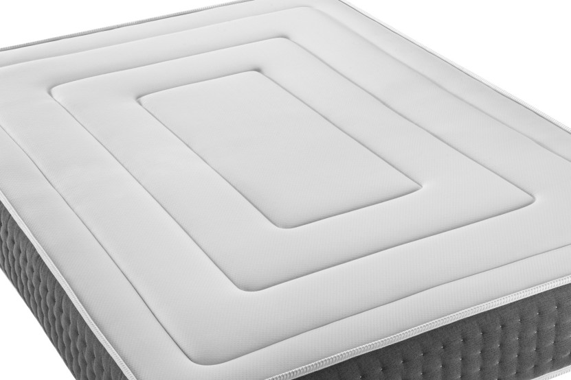 Pack lit complet 200x200 cm - Matelas + Sommier Blanc (en kit) + 2 oreillers + Couette - Vingt-Six