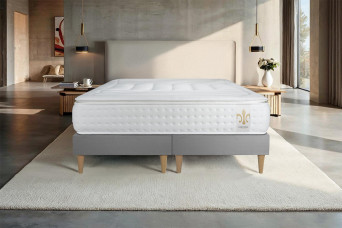 Ensemble Matelas Sommier 200x200 cm - 2 Sommiers Gris - Vingt-Quatre PLUS