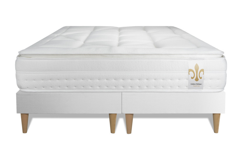 Ensemble Matelas Sommier 200x200 cm - 2 Sommiers Blanc - Vingt-Huit PLUS