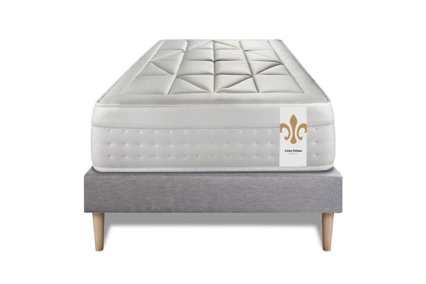 Ensemble Matelas Sommier 90x200 cm - Sommier Gris (en kit) - Vingt-Huit