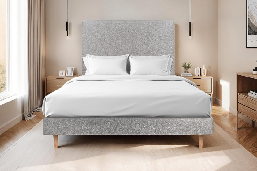 Sommier Tapissier 140x190 cm - Bouclette - Gris