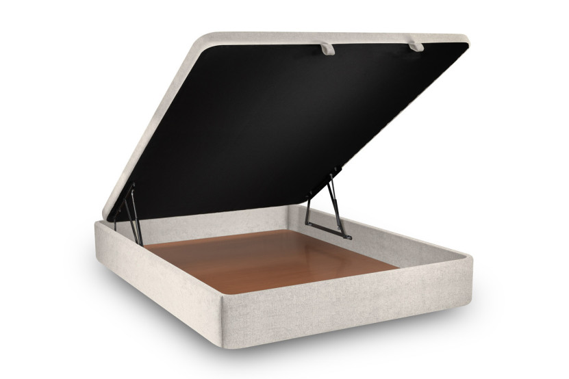 Sommier Coffre 180x200 cm - Toile nattée  - Beige clair