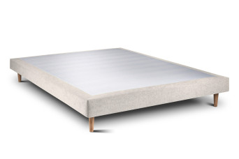 Sommier Tapissier 135x190 cm - Toile nattée  - Beige clair
