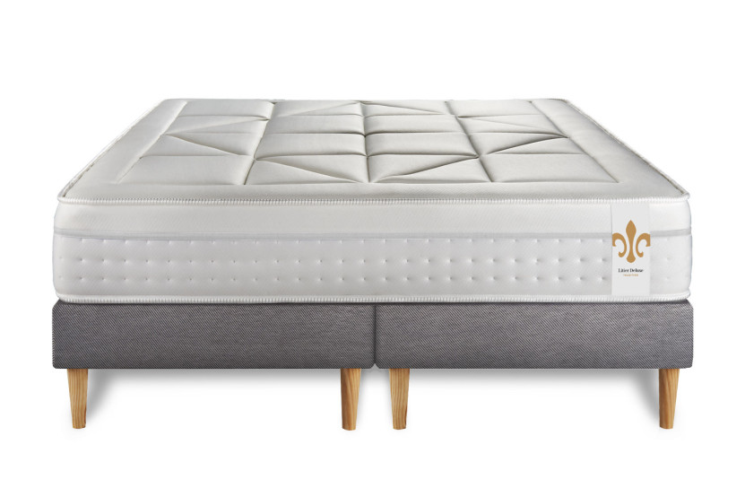 Ensemble Matelas Sommier 160x200 cm - 2 Sommiers Gris - Vingt-Huit