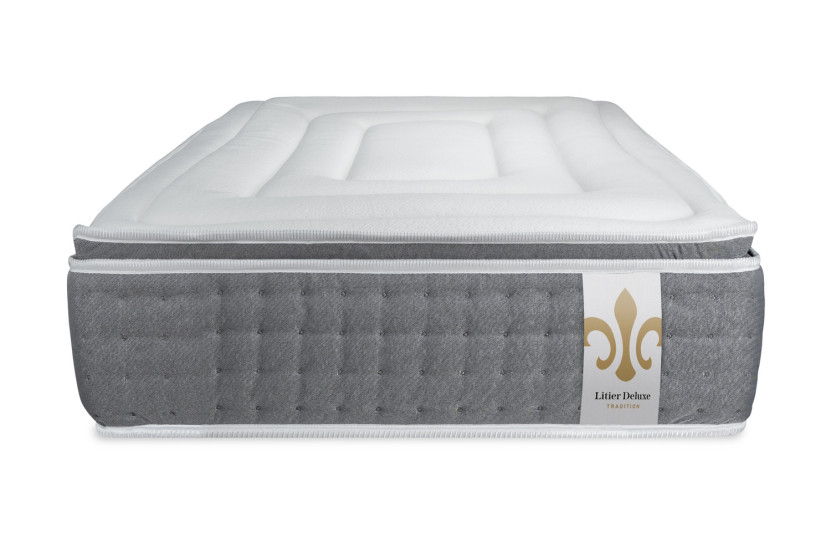 Ensemble Matelas Sommier 90x200 cm - Sommier Gris (déjà monté) - Vingt-Six PLUS