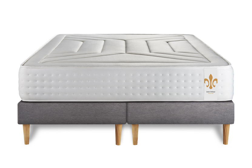 Ensemble Matelas Sommier 200x200 cm - 2 Sommiers Gris - Vingt-Quatre
