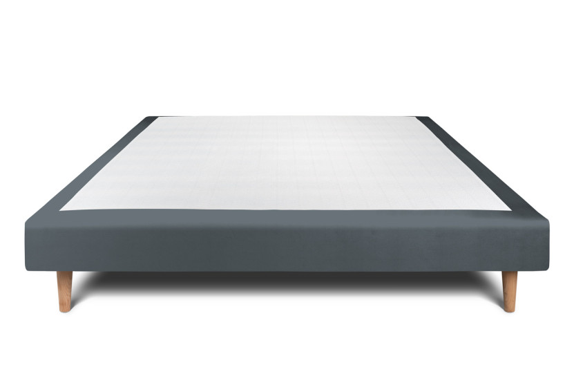 Sommier Tapissier 150x190 cm - Velours - Gris anthracite